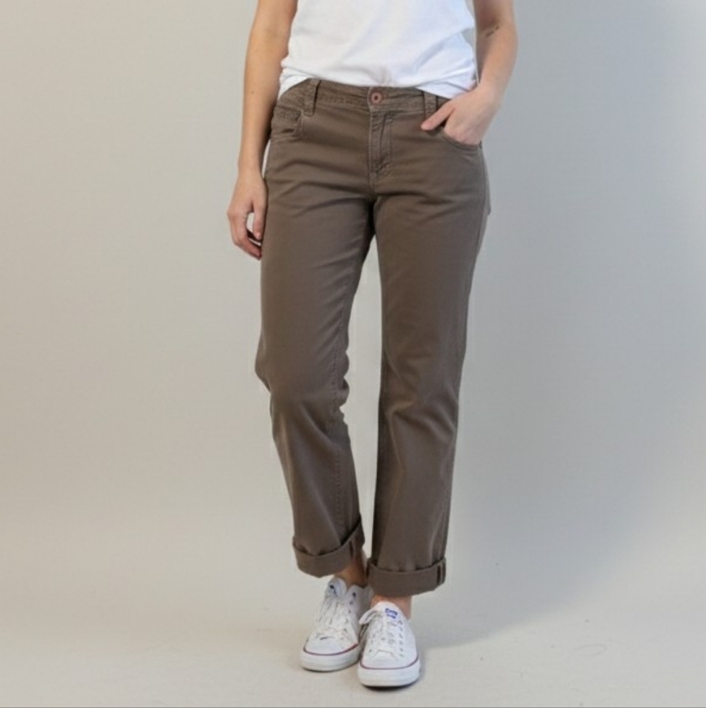 G1 Basic Goods Brown Wide Leg Cotton Canvas Barrel Leg Ankle Pants, Size 8